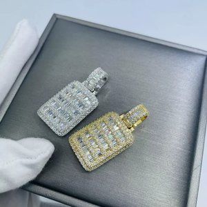 S925 Sterling Silver 14k goldplated Iced Out Moissanite Pendant